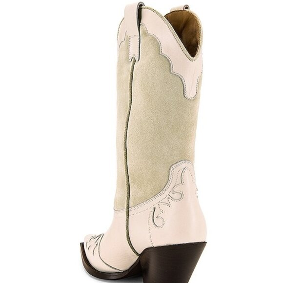 NEW TORAL Sand Cowboy Boots in Sand PINK SUEDE CREAM LEATHER - Picture 3 of 9